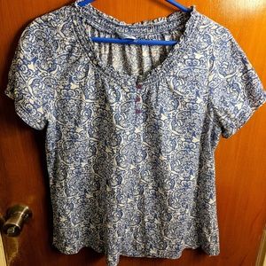 IZOD Floral Blouse - Medium - Blue